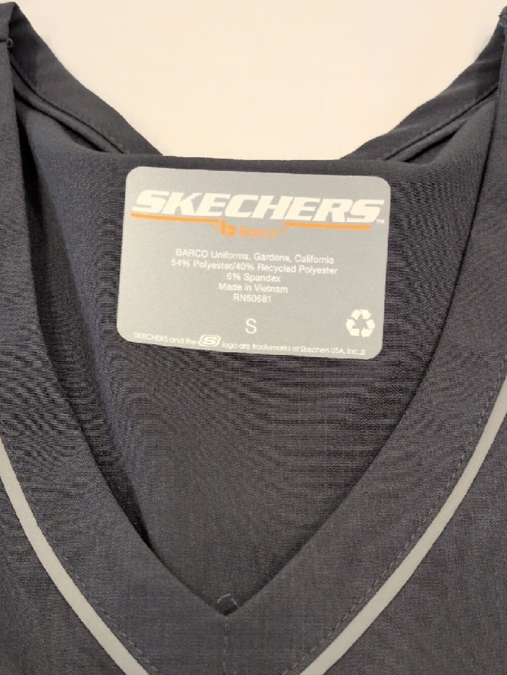Skechers Women's Dark Gray Short Sleeve Scrub Tee with Gray Piping - Picture 2 of 3